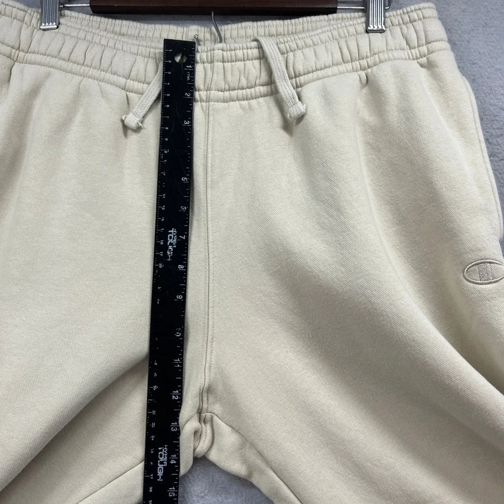 Champion Jogger Sweatpants Mens L Cream Fleece Elastic Sweats Casual Athleisure